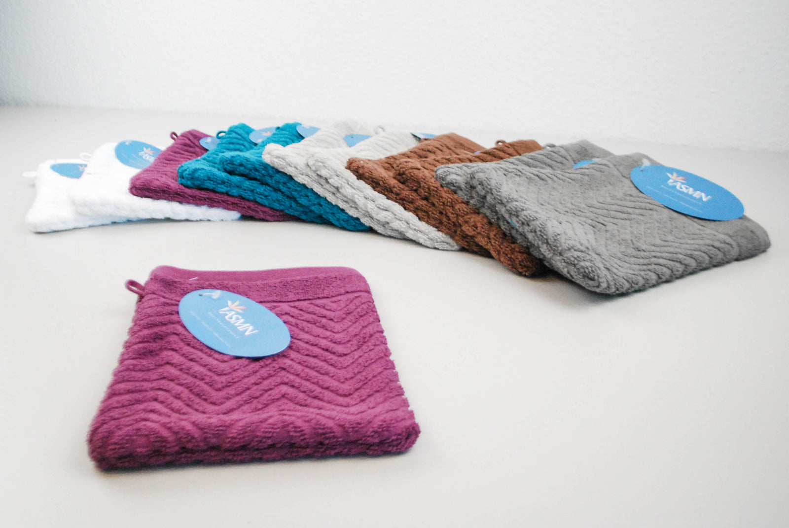 YASMN Baumwolle Jacquard Zackenmuster Waschlappen/ Waschhandschuh