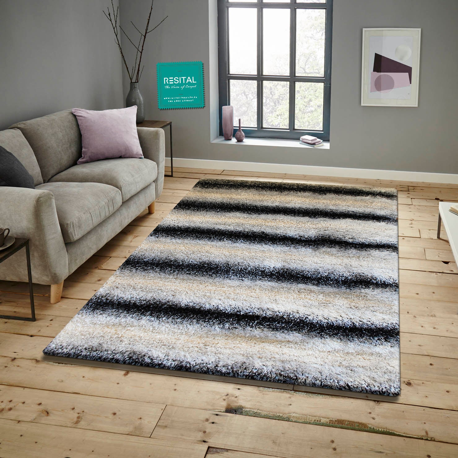 Everest Hochflor weicher Shaggy-Teppich 7126 grey