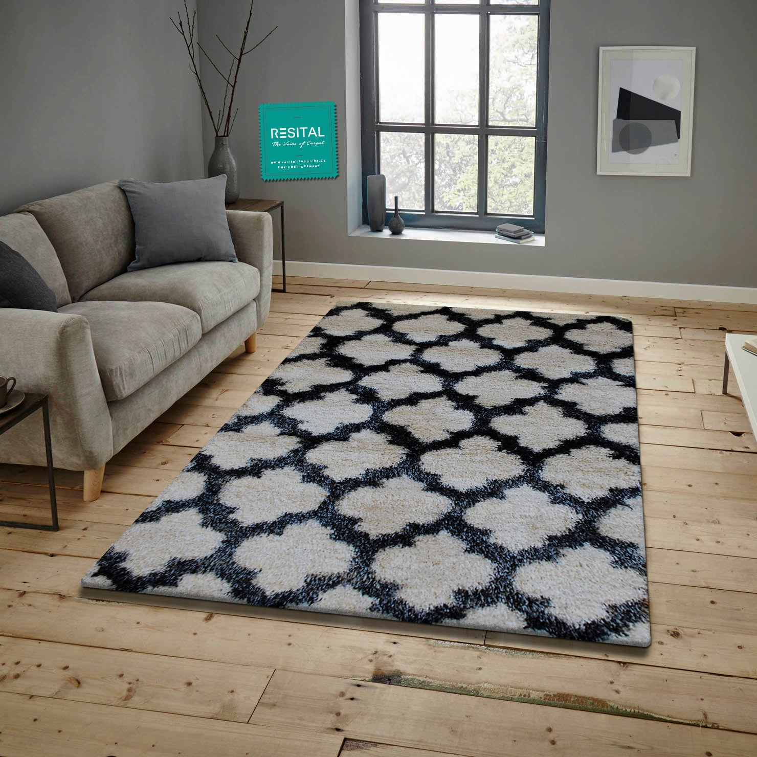 Everest Hochflor weicher Shaggy-Teppich 7124 grey