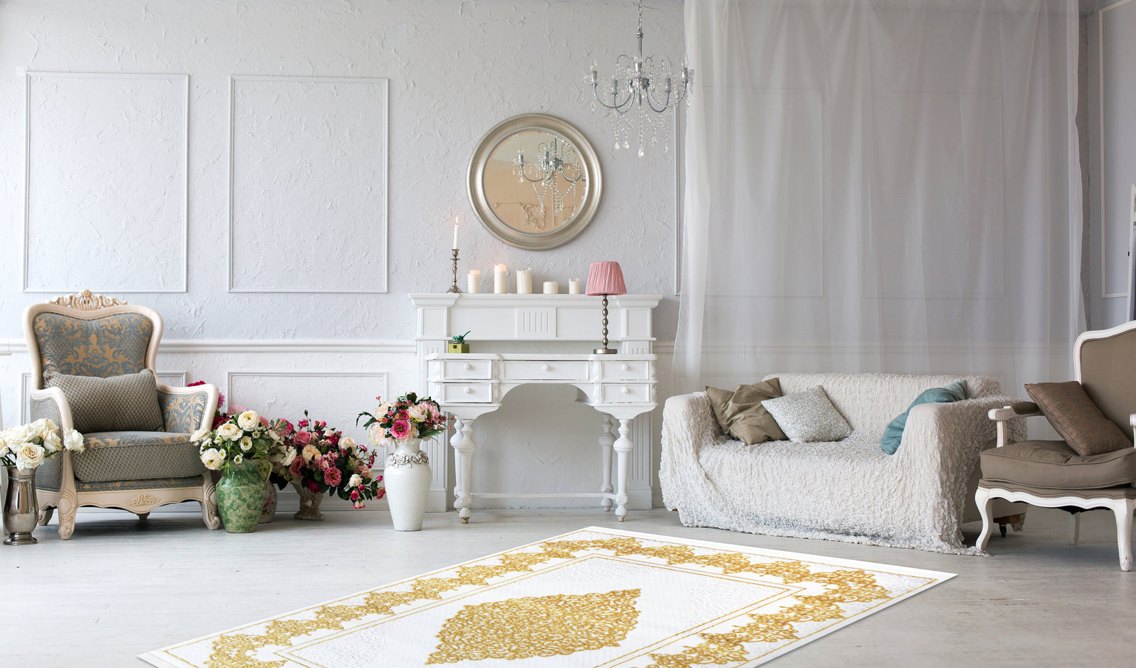 Doruk Floralmuster Kurzflor 770 gold
