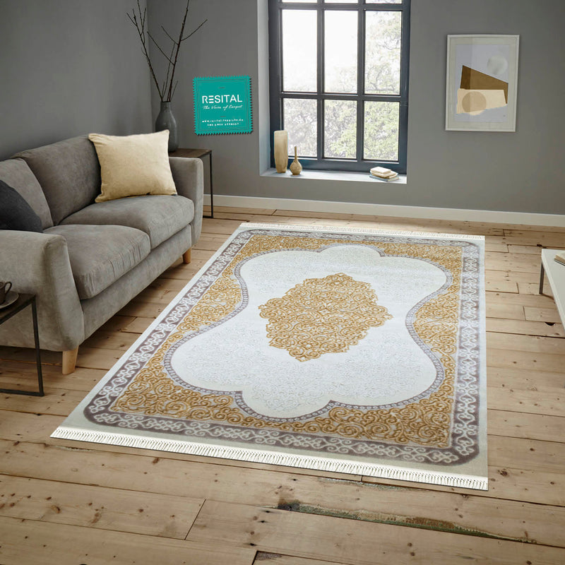 Doruk Floralmuster Kurzflor 760 gold