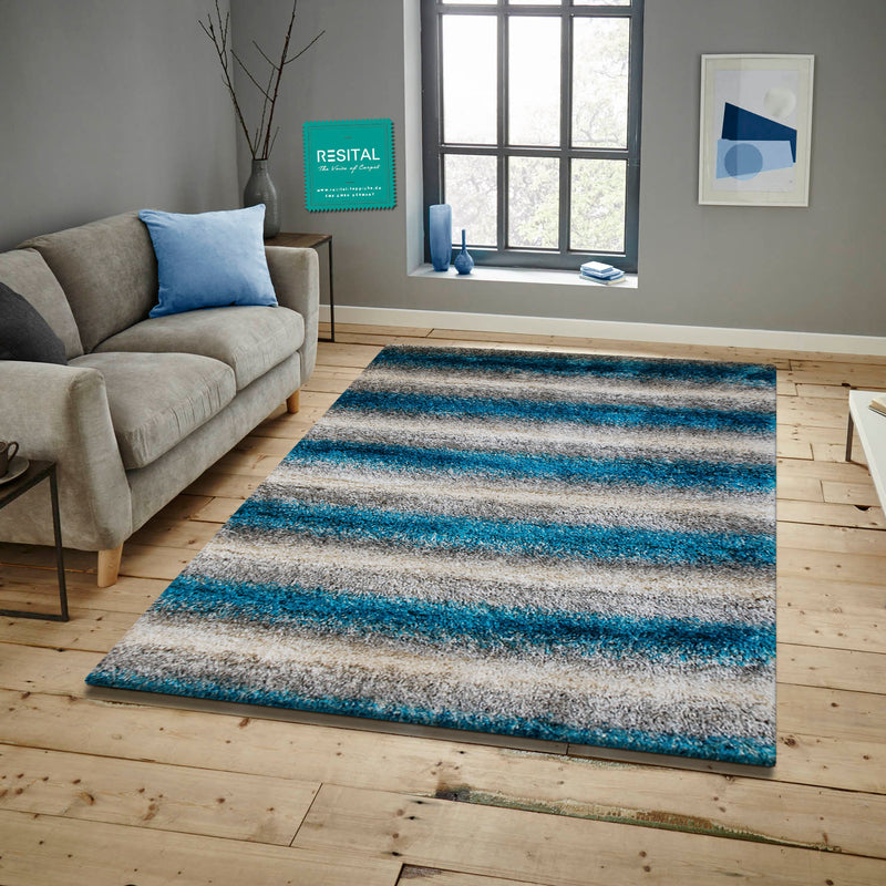 Everest Hochflor weicher Shaggy-Teppich 7126 türkis