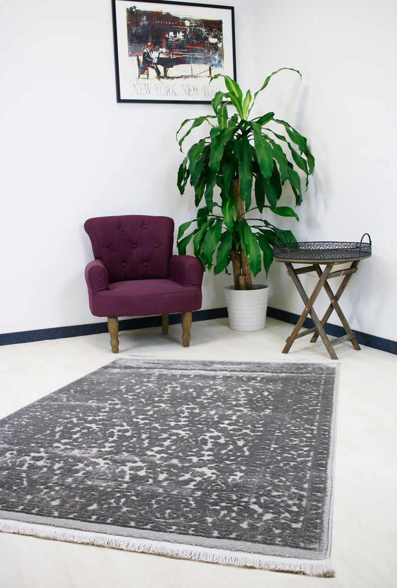 Modern Kurzflor Wohnzimmer Designer Teppich hochwertig luxuriös Vintage Teppich mit 3D Struktur PREMIUM P4213 GREY