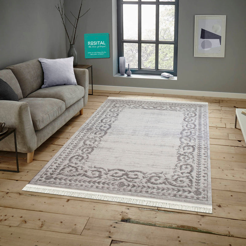 Imge – Kurzflor - Teppich mit Floralmuster - 2169 -grey