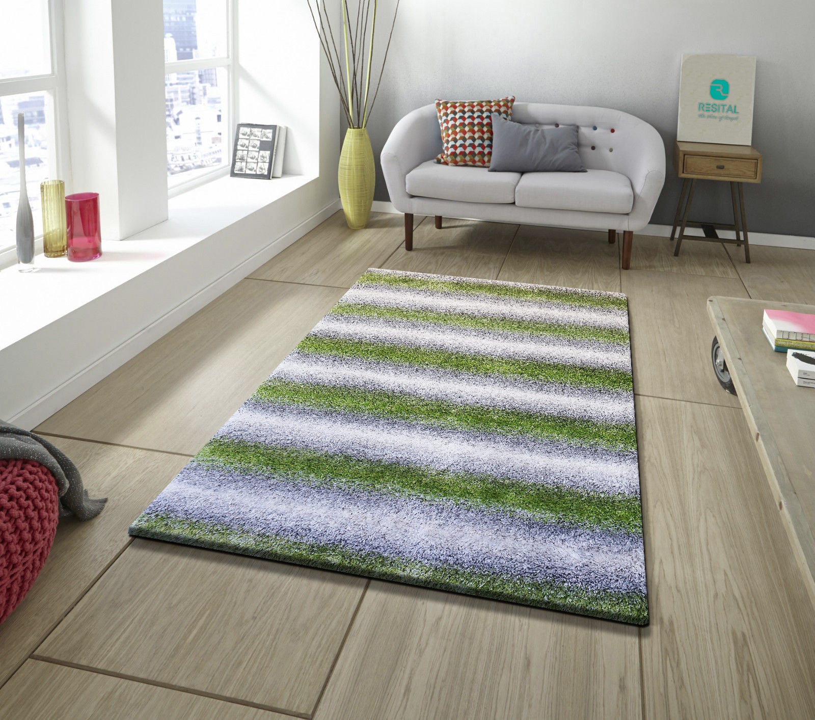Everest Hochflor weicher Shaggy-Teppich 7126 green