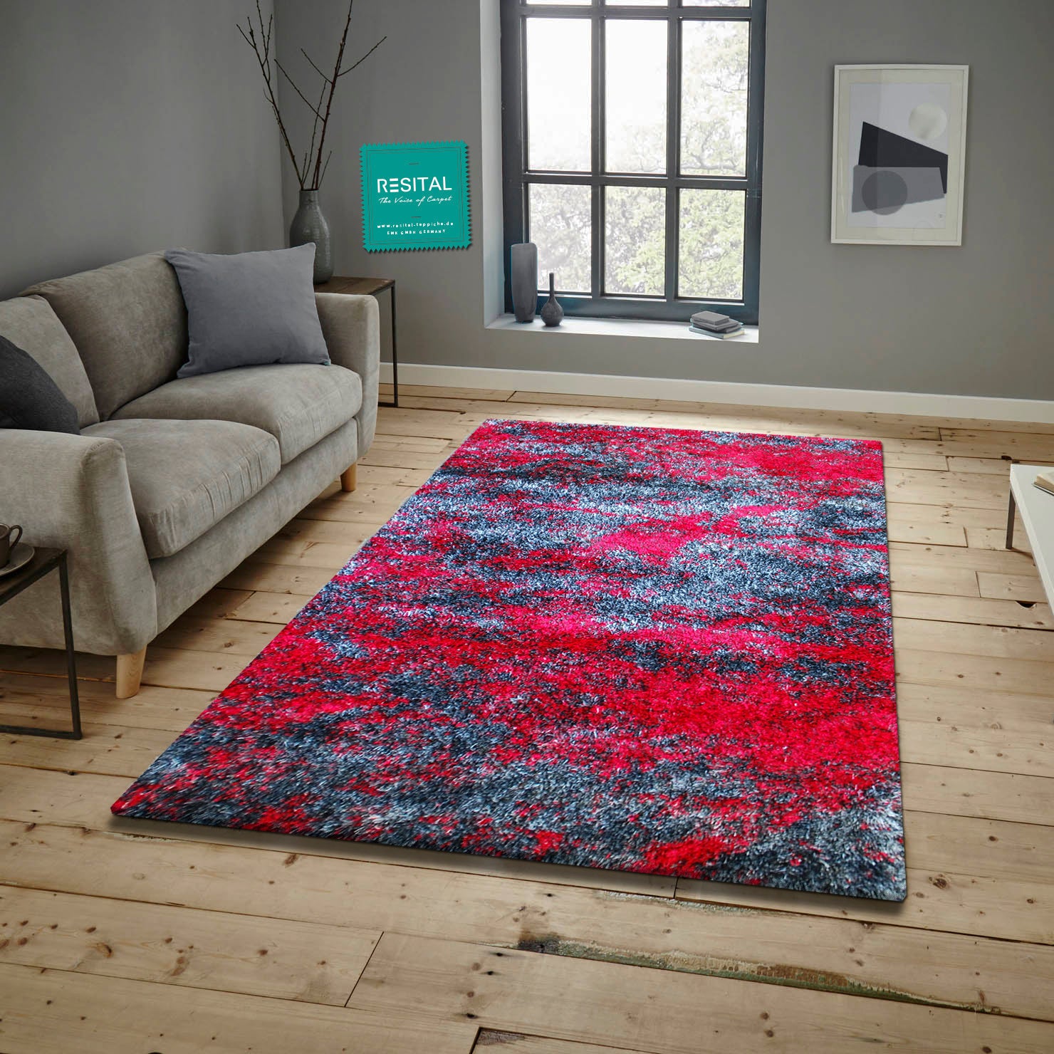 Everest Hochflor weicher Shaggy-Teppich 7128 red