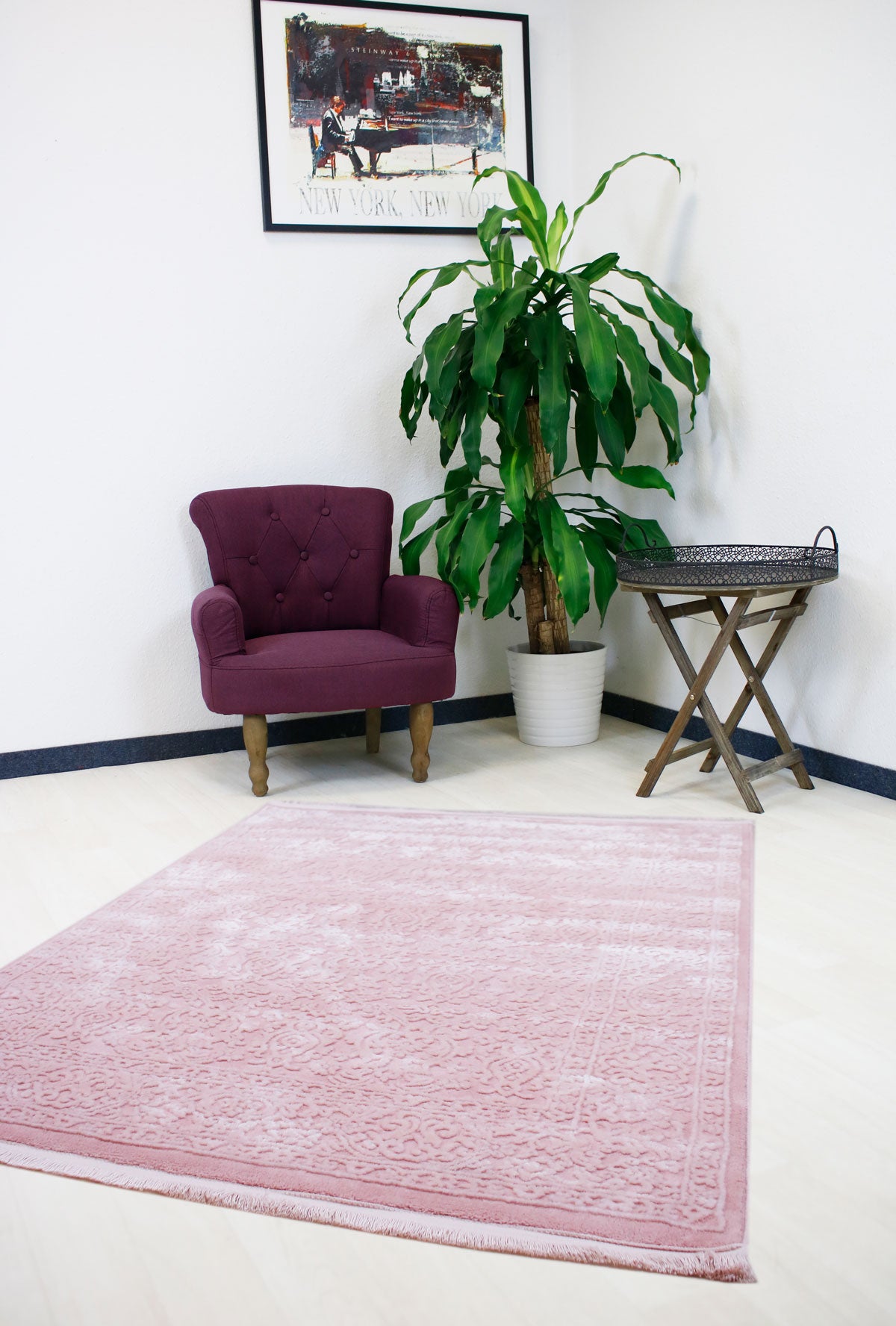 Modern Kurzflor Wohnzimmer Designer Teppich hochwertig luxuriös Vintage Teppich mit 3D Struktur PREMIUM P4213 ROSE