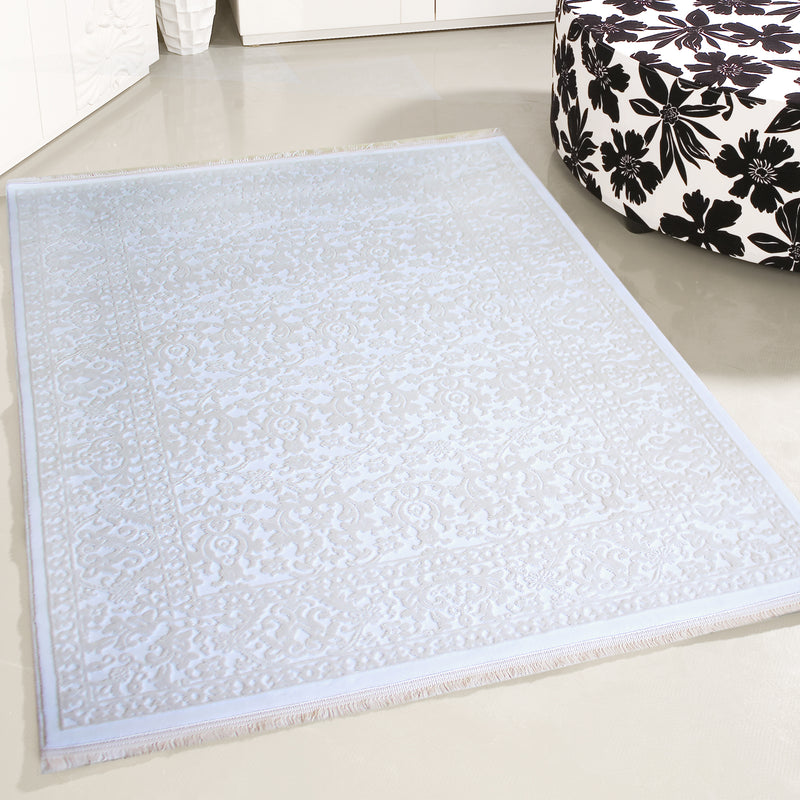 Modern Kurzflor Wohnzimmer Designer Teppich hochwertig luxuriös Vintage Teppich mit 3D Struktur PREMIUM P4213 CREAM