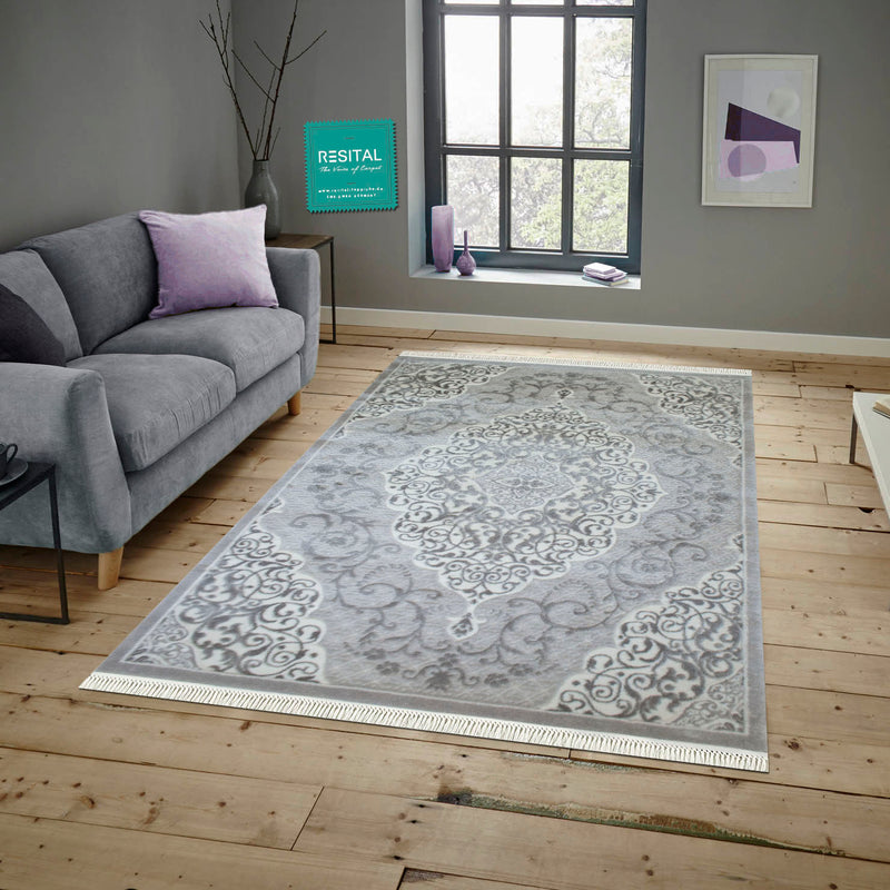 Imge – Kurzflor - Teppich mit Floralmuster - 1953 -grey