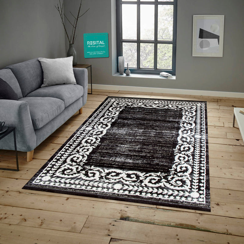 Imge – Kurzflor - Teppich mit Floralmuster - 2169 -black