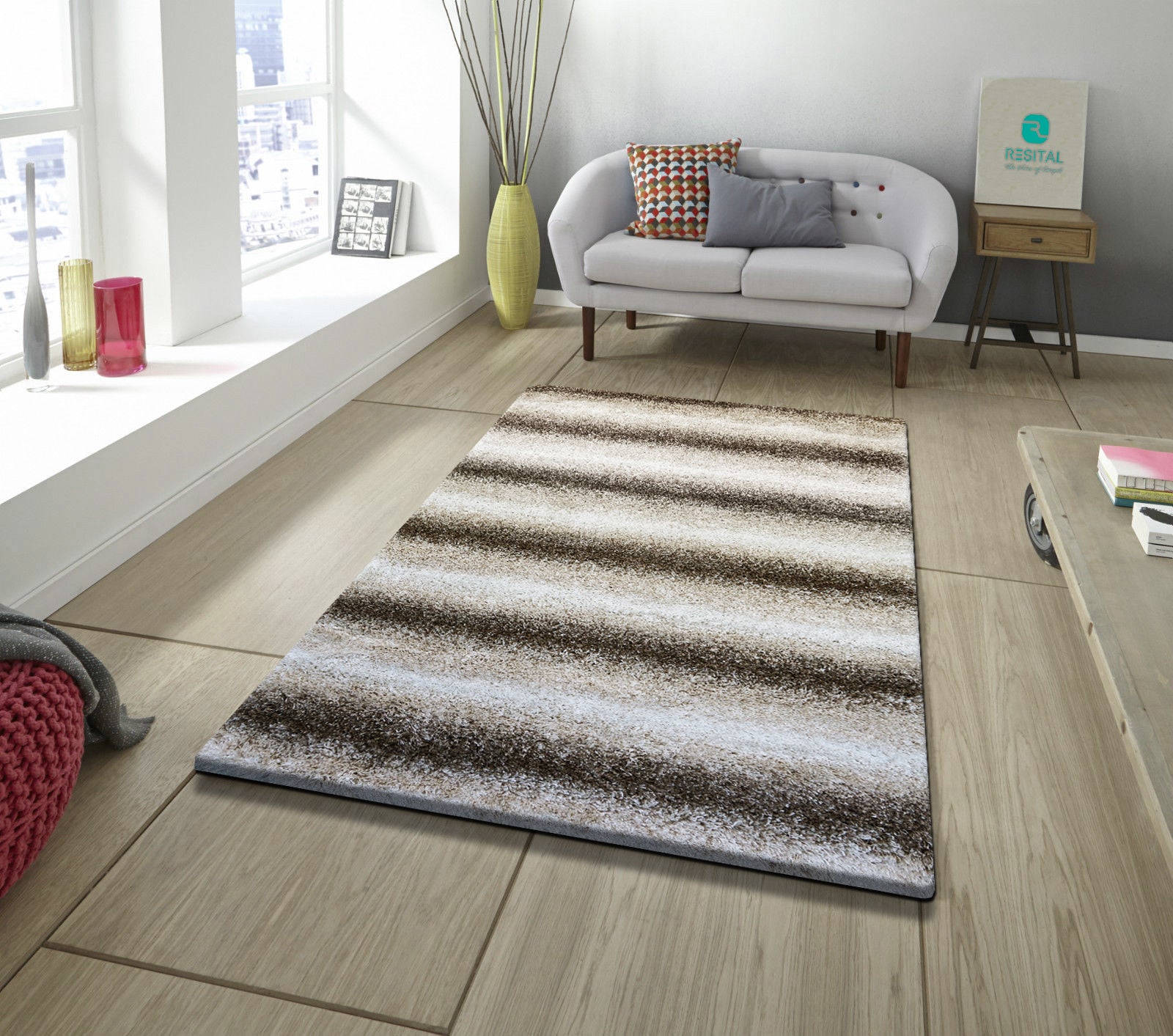 Everest Hochflor weicher Shaggy-Teppich 7126 beige
