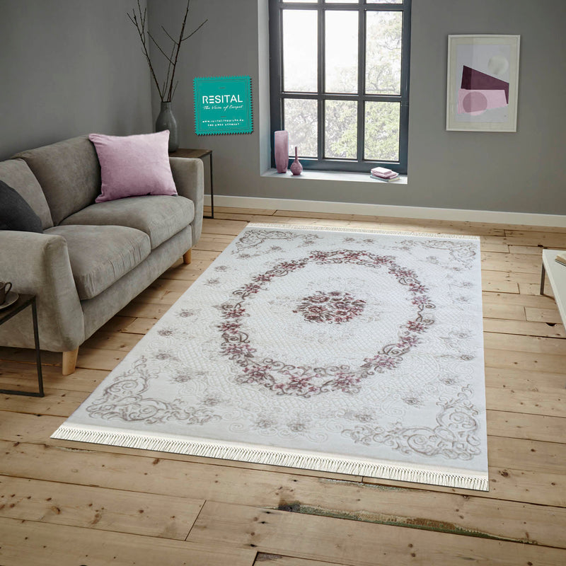 Imge – Kurzflor - Teppich mit Floralmuster - 2323-beige