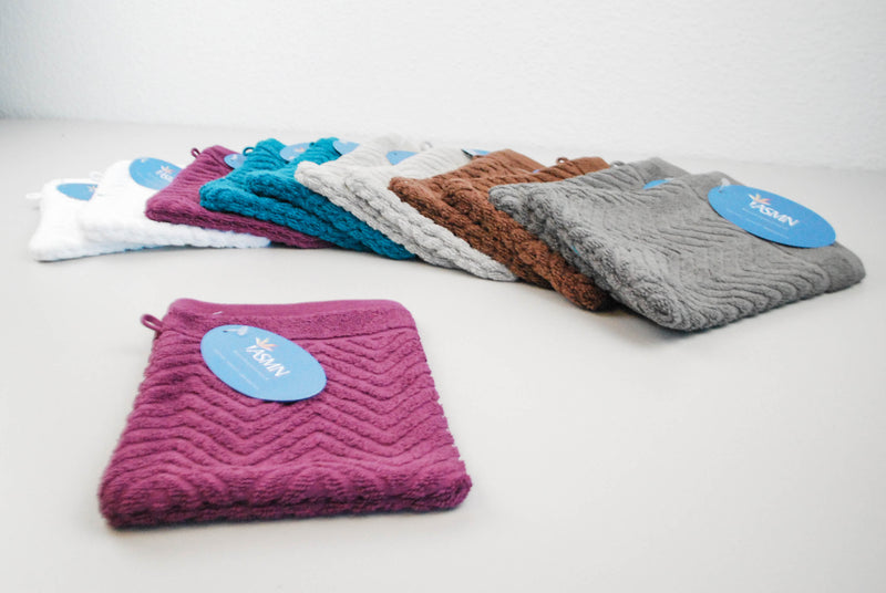 YASMN Baumwolle Jacquard Zackenmuster Waschlappen/ Waschhandschuh