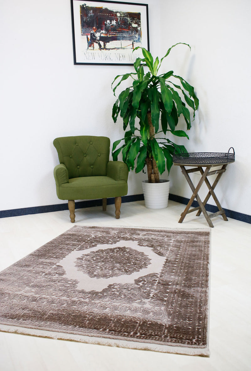 Modern Kurzflor Wohnzimmer Designer Teppich hochwertig luxuriös Vintage Teppich mit 3D Struktur PREMIUM P4212 BEIGE