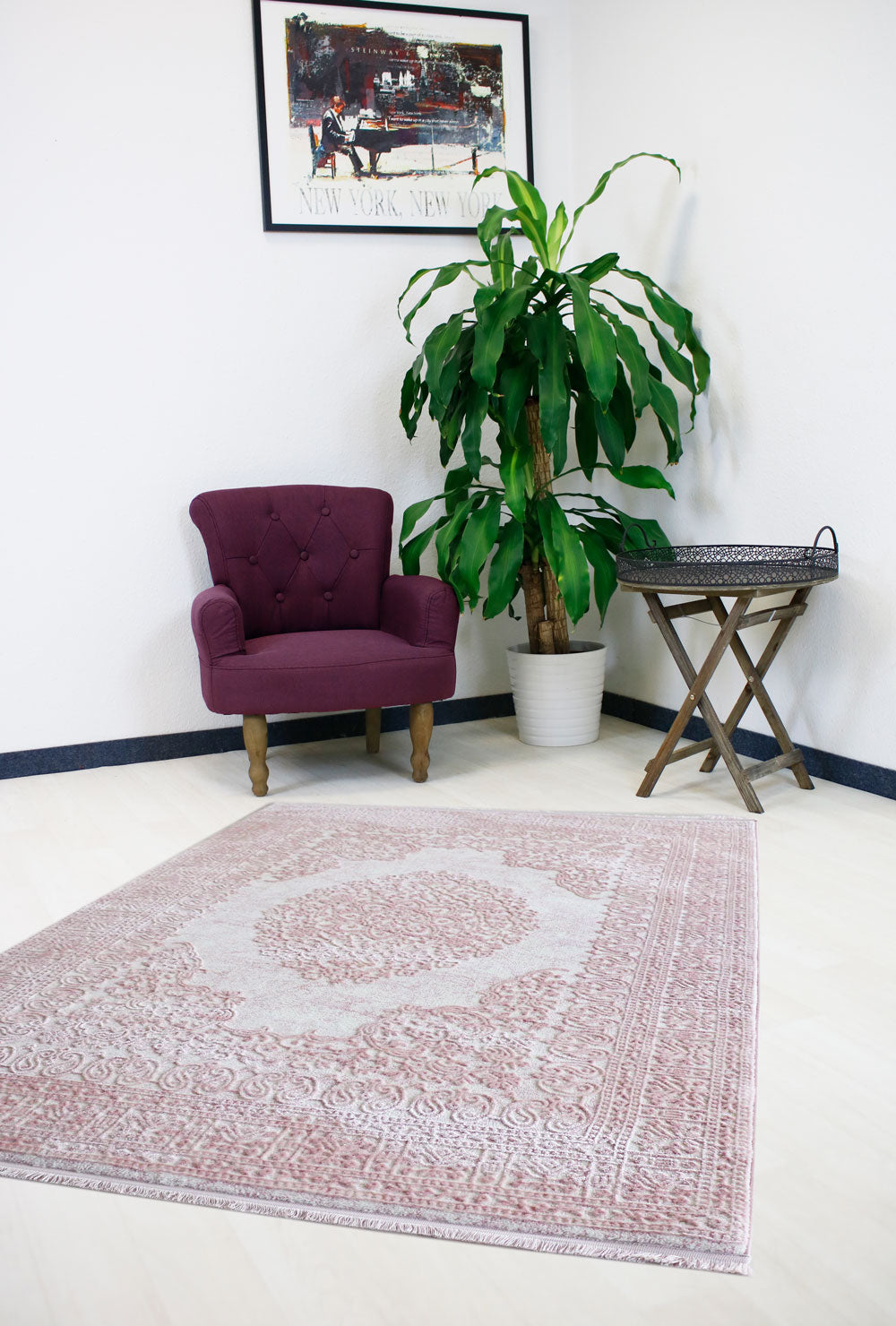 Modern Kurzflor Wohnzimmer Designer Teppich hochwertig luxuriös Vintage Teppich mit 3D Struktur PREMIUM P4212 ROSE